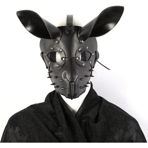 New Rabbit Girls PU Leather Halloween Mask Ccting Props Night Club Carnival Costume Cosplay Masks For Party