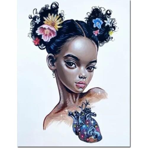 Full Round Square Diamond Embroidery African Girl custom Photo diamond painting 5d diy crystal diamond Mosaic Kit gift