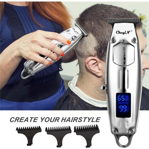 Portable Digital Hair Trimmer Cordless Rechargeable Electric Hair Clippers LCD Display Beard Shaver Powerful Haircuting Blade 50