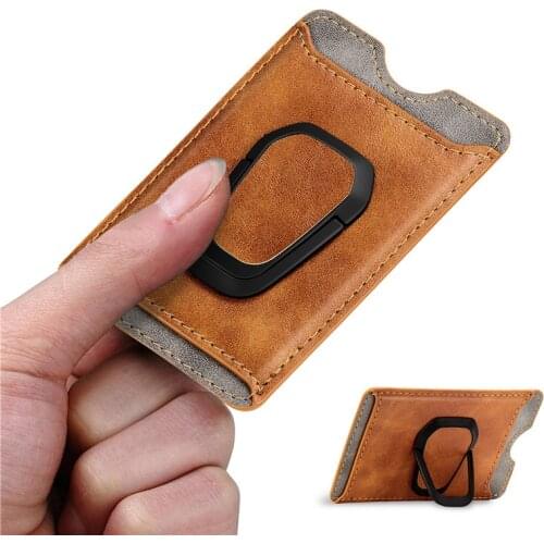Portable Pocket Card Phone Holder Mobile Phone Car Holder Stand For iPhone Leather Credit ID Holder Phone Ring Suporte Celular
