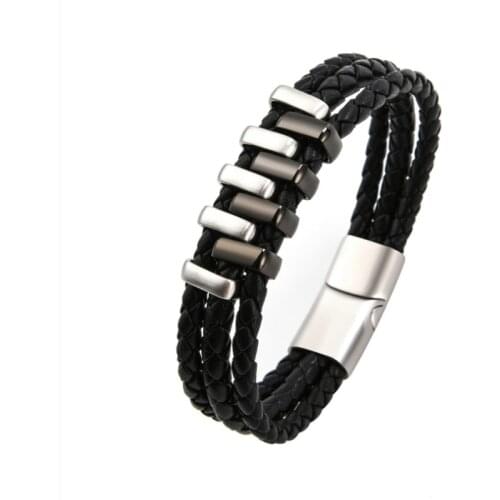 MenFashion Simple Leather Bracelet Multilayer Braided Leather Bracelet