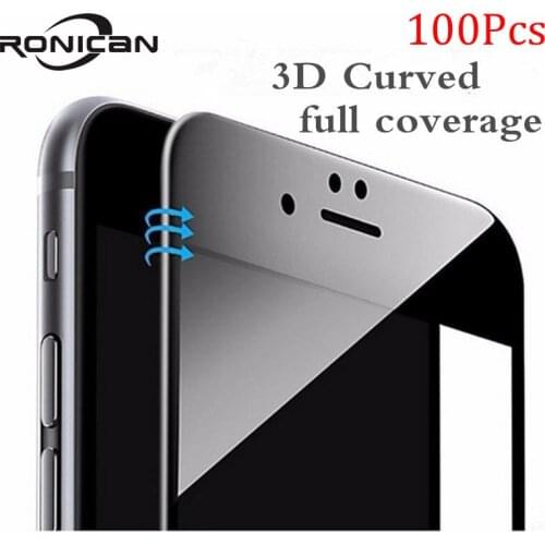 RONICAN 100pcs/lot 9H 3D Curved Carbon Fiber Soft Edge Tempered Glass For iPhone 6 Plus 6s 7 7 plus Phone Screen Protector Film