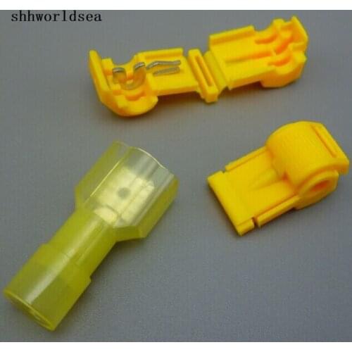Shhworldsea 100sets=200pcs Yellow 12-10 AWG T-TAPS & MALE WIRE CONNECTORS SPLICE ELECTRICAL WIRING Insulated Wire Terminal