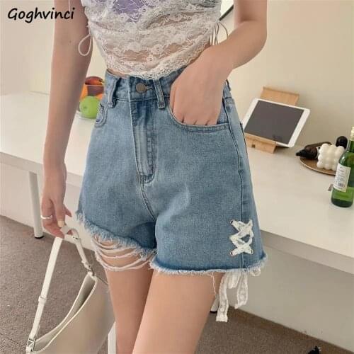Shorts Women Lace High Waist Simple All-match Casual Basic Students Female Distressed Solid 6 Colors Summer Streetwear Ulzzang