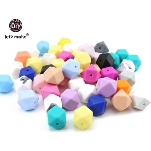 Lets Make Silicone Beads Large 17mm Purple Geometric Hexagon Silicone 100pc Beads For Teether Mix Colors DIY Necklace Teethers