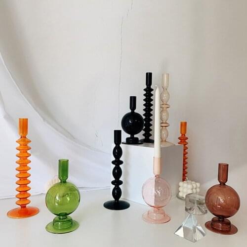 Glass Pillar Candle Holders Candlesticks holder for Home Decor Wedding Anniversary Housewarming Party Table Centerpieces