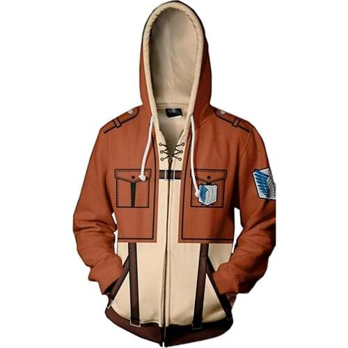 New Men Hooded Attack On Titan Survey Corps 3D Printed Hoodies Cosplay Coat Fashion Casual Women Zipper Sweatshirts Hip Hop Tops