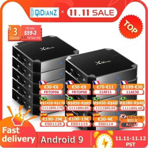 10pcs X96 Android 9.0 mini Smart tv box S905W Quad Core 4K 1080P Full HD Media Player 64 bit X96mini Set-Top Box