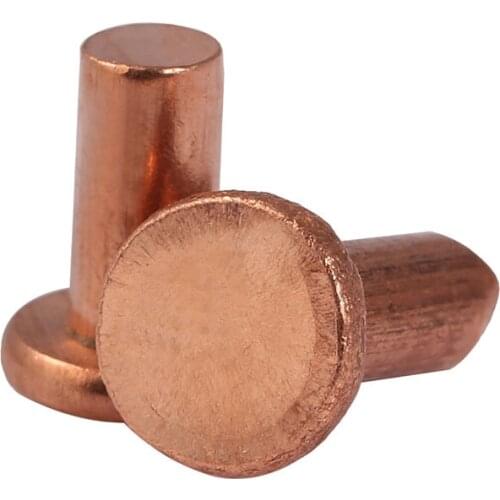 Solid Red Copper Rivets Pan Head Rivets Flat Head Copper riveting GB867-86 M5 10PCS