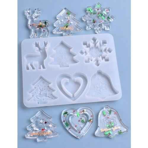 Zollor 6Grid Christmas Tree Aromatherapy Wax Silicone Mold Snowflake Elk DIY Aroma Gypsum Plaster Silicone Mould For Car Pendant