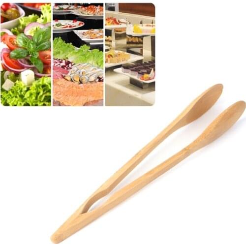 1 Pc Bamboo Wooden Food BBQ Salad Toast Tongs Cake Pastry Tea Clip Clamp Kitchen Tool