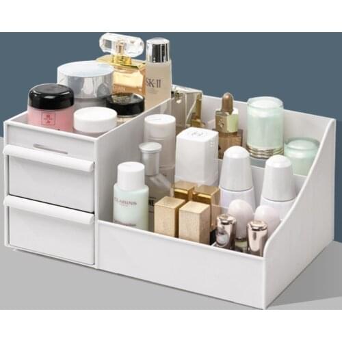 1pc Organize Make Up Storage Plastic Box Wooden Large Capacity Cosmetic Storage Drawer Makeup Dressing Table Skin Care Rack