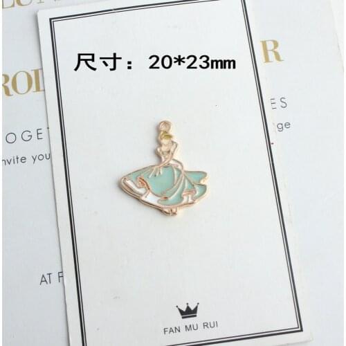 10pcs 23*20MM Gold metal diy enamel princess dancer girl charms for bracelet/earring/necklace jewelry making pendants ornament