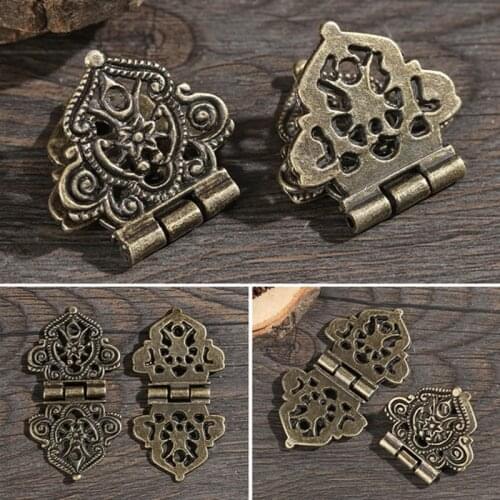 2Pcs/Set Vintage Alloy Hollow Flower Hinge 24*54mm Furniture Hardware DIY Box Metal Hinges Wholesale