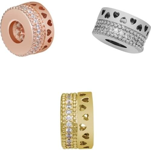 3 Type of Hearts Spacer Charm Fits Original 925 Silver Bracelets Fashion Silver Beads For Jewelry Making Woman DIY Charms