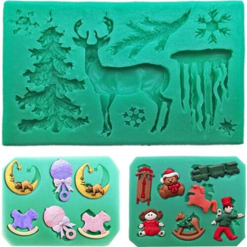 3D Christmas Series Silicone Mold Fudge Chocolate Fondant Cake Decoration Baking Mold Epoxy Plaster Mould
