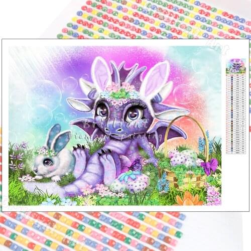 5D Diamond Painting Cartoon Animal Colorful DIY New Arrivals Dragon Flowers Art Mosaic Full Drill Kits Hobby Home Decoration