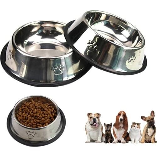 6 Sizes Dog Cat Bowls Stainless Steel Travel Footprint Feeding Feeder Water Bowl For Pet Dog Cats Puppy Outdoor Food Dish