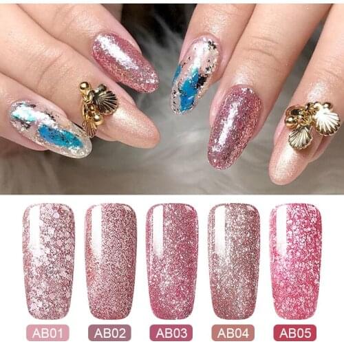 8ml UV Gel Nail Polish Rose Gold Glitter Sequins Soak Off UV Gel Varnish Color Nail Gel Polish DIY Nail Art varnish