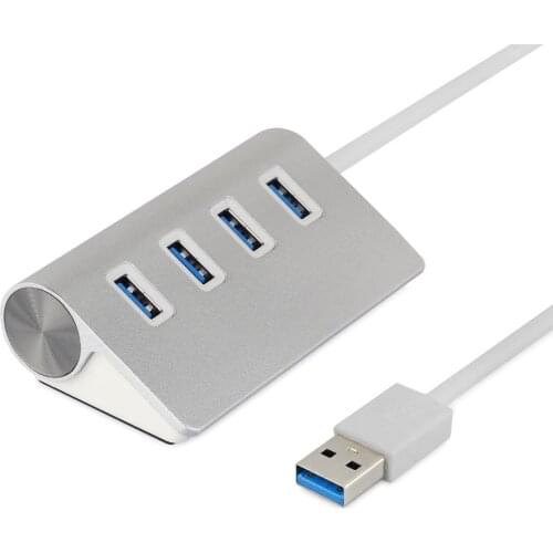 Aluminum 4 Port USB 3.0 Hub 5Gbps High Super Speed Adapter Cable For PC Laptop