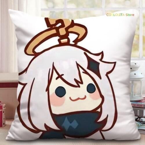 Anime Genshin Impact Paimon Theme Cute Stuffed Toys Cartoon Pillow Props Square Soft Plush Doll Cushion Xmas Gifts 40*40cm
