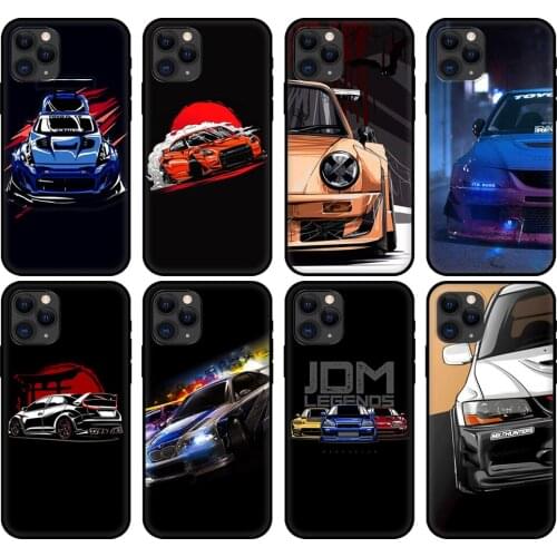 Black tpu case for iphone 5 5s se 6 6s 7 8 plus x 10 cover for iphone XR XS 11 pro MAX case Cool japan JDM sport car cartoon