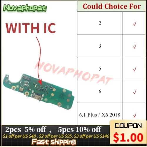 Novaphopat For Nokia 2 3 5 6 6.1 7 Plus X6 2018 Totoro 6.1+ Dock Charging Port Charger Plug Flex Cable Microphone MIC Board