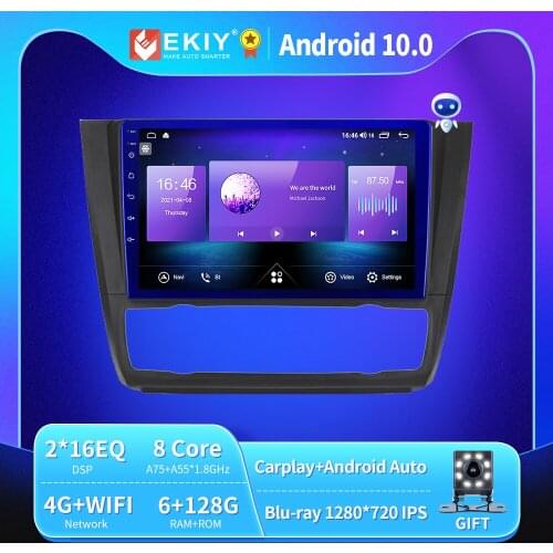 EKIY 6+128G DSPAutoradio Android 10 For BMW 1 Series E88 E82 E81 E87 2004-2012 Car Radio GPS Multimedia Blu-ray IPS QLED no 2din