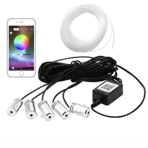 5 in 1 Flexible Car Atmosphere Lamps APP Sound Control RGB Mode Colorful Auto Interior Ambient Light Decorative Lamp Strips 6m