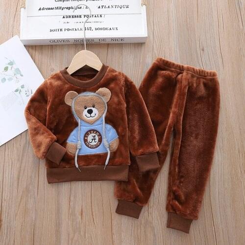 Newborn Baby Boys Girls Warm Shirt+Pants Clothing Set Infant Kids Outdoor Sports Tracksuit Children Toddler Homewear Sleepwear