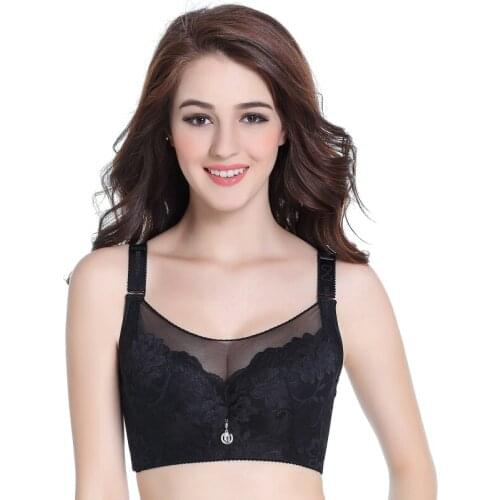 Lace tube top deep V adjustable CD large cup lace side underwear push up big size bra