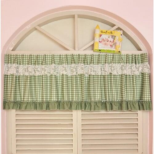 Kitchen short curtains roman blinds floral white sheer panel Green tulle window treatment door curtain home decoration HM023 *20