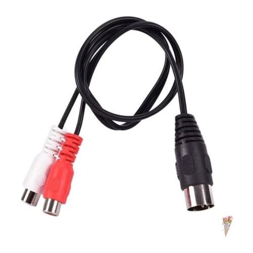 Hot MIDI DIN 5P Male to 2 RCA Phono Female Socket Jack MF Audio Cable 0.5M