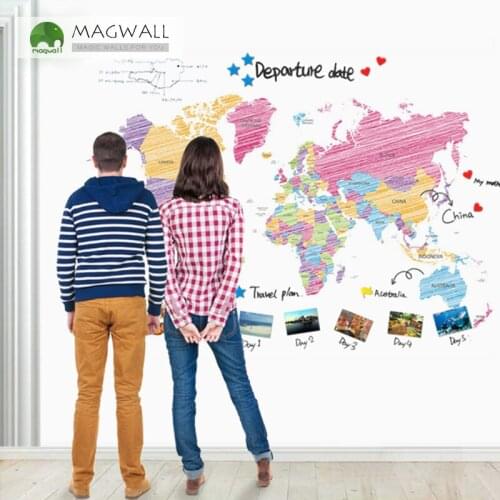 Magwall magnetic world map wallpaper custom available durable indoor wall decoration