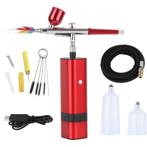 HHC High Pressure Mini Airbrush Kit Cup Replaceable Black Red Spray Gun For Painting Barber Makeup Food Decoration Tatoo Nail