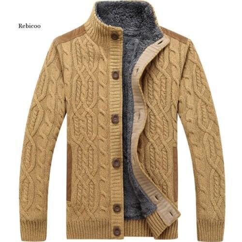 Mens Thick Sweaters Winter Autumn Men Sweater Coat Velvet Warm Cardigan Jacket Male Brand Clothing