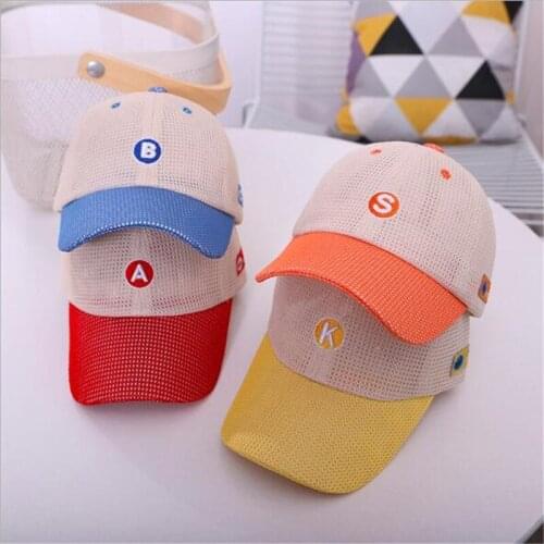 2021 New Kids Baseball Cap Fashion Letter Children Mesh Cap Snapback Boys Girls Sun Hat Baby Casual Cap