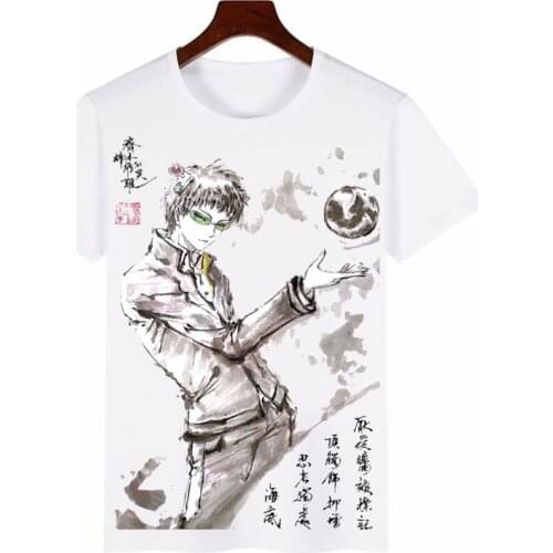 New Saiki Kusuo Ink Painting T Shirts Saiki Kusuo Cosplay Costumes Leisure Short Sleeve T-shirt Unisex Casual pullover Tops
