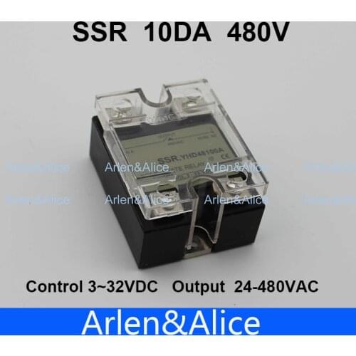 10DA SSR Control 3-32V DC output 24~480VAC High voltage single phase AC solid state relay