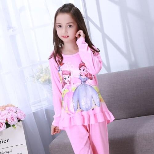 Girls Pajamas Anna Elsa Clothing Sets Kids Long Sleeve Cartoon Home Clothes Girl Sleepwear Suit Children Clothing Girl Nightgown