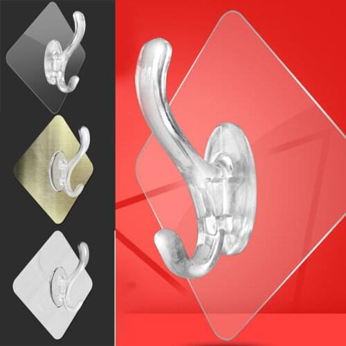 1PC Transparent Strong Self Adhesive Door Wall Hangers Hooks For Silicone Storage Hanging Kitchen Magic Bathroom Accessories
