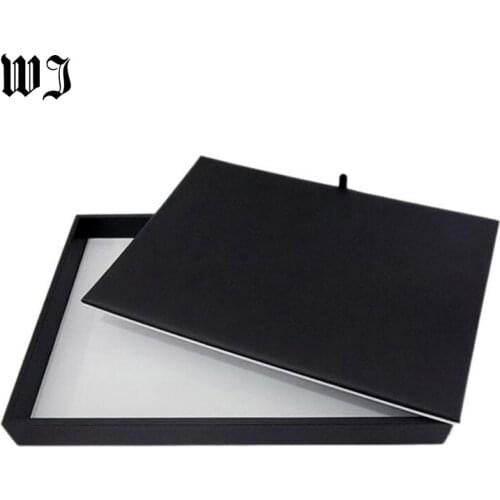 Rectangle White & Black Faux Leather Portable Jewelry Display Universal Flat Tray Box Case Diy Finding Showcase for Shop Counter