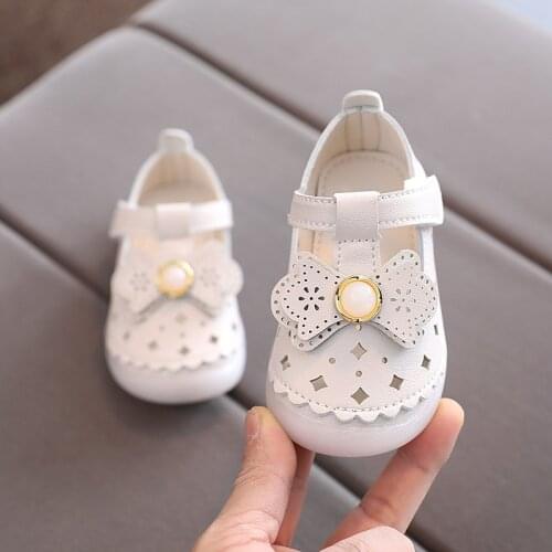 Baby Girls Sandals Kids Party Shoes 2021 Summer Bow Hollow Out Soft Sole 0-1 Years Old 3 Toddler Girls Shoes Infant E625