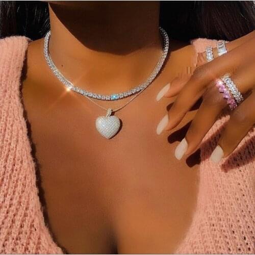 Top Quality 2021 Valentines Day Gift Jewelry Micro Pave 5A CZ Passion Heart Pendant Lovely Women Girlfriend Necklace
