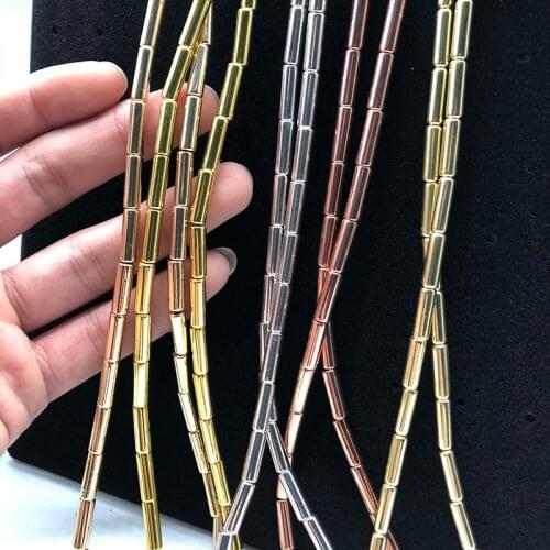 WLYeeS Long tube Silver Hematite beads 13x5mm Round Cylinder Spacer Loose beads for Jewelry Pendant Bracelet Making DIY Findings