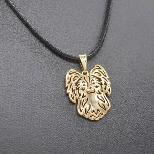 Women Rope Chain Hollow Pet Pendant Necklaces Alloy Papillon Dog Necklaces Drop Shipping