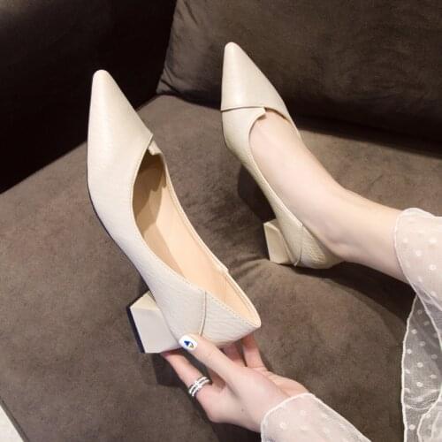 2021 Spring And Autumn New Ladies Fashion All-Match Net Red High Heels Shallow Mouth Pointed High Heels