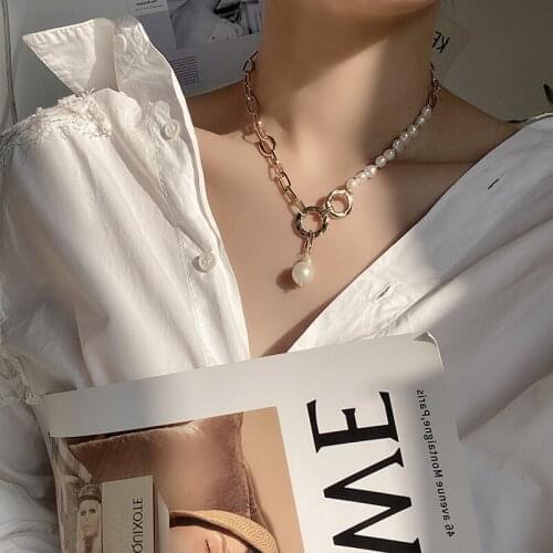 Fashion Irregular Pearl Pendant Necklace Female Retro Creative Elegant Temperament Wedding Party Gift Wholesale