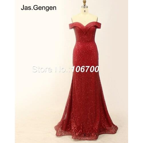 New Sweetheart Sexy Burgundy Mermaid robe de soiree Evening Dresses Neck Lace Up Back Glitter Fabric Prom Gown 2018 1139a