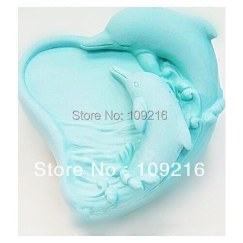 1pcs A Pair of Dolphin (ZX932) Silicone Handmade Soap Mold Crafts DIY Mold